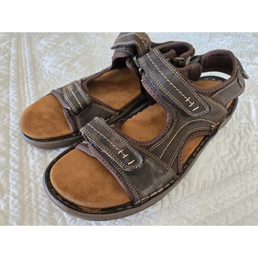 Propet Jordy Mens 13 W Brown Leather Sandals Clean Bargain
